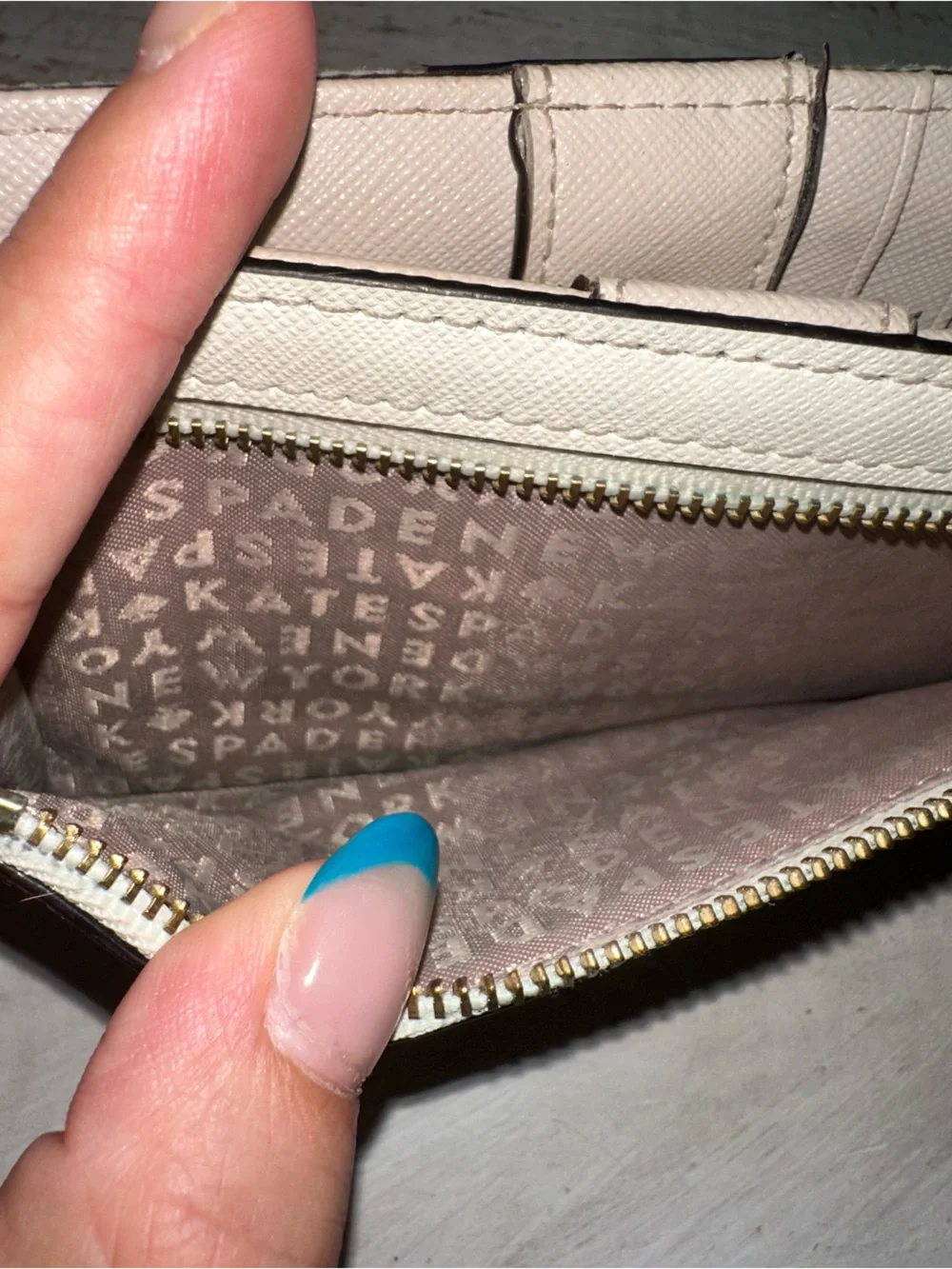 kate spade Two-Tone Cream and Beige Long Wallet